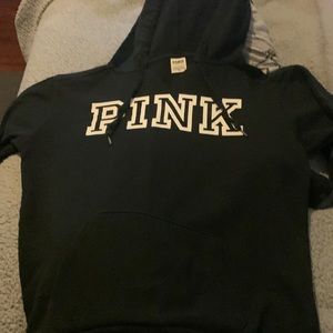 Pink Victoria Secret black hoody sweater in XS